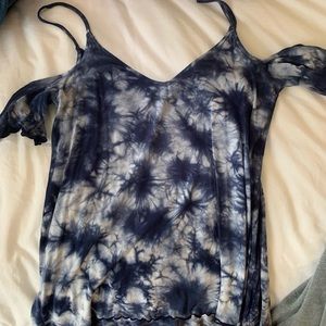 American Eagle white and blue tie dye tank